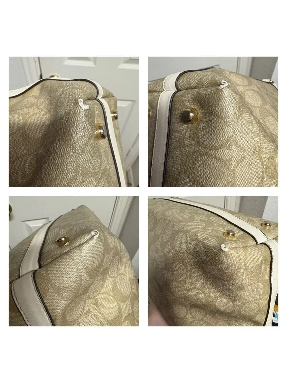 Coach Signature Tyler tote white tan shoulder bag purse 2016 clean authentic GUC